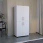 Armoire Wardrove 70" H, Double Doors, 6 Shelves, 2 Hanging Rods, White