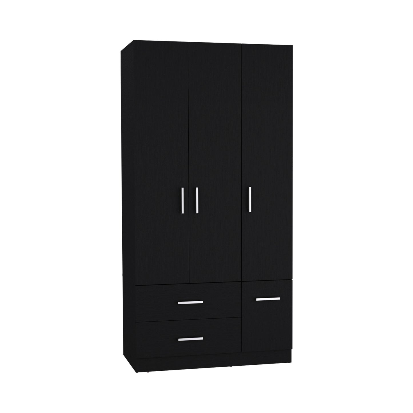Armoire Wardrove 71", 4 Doors, Hanging Rod, 3 Cabinets, 6 Shelves, Black