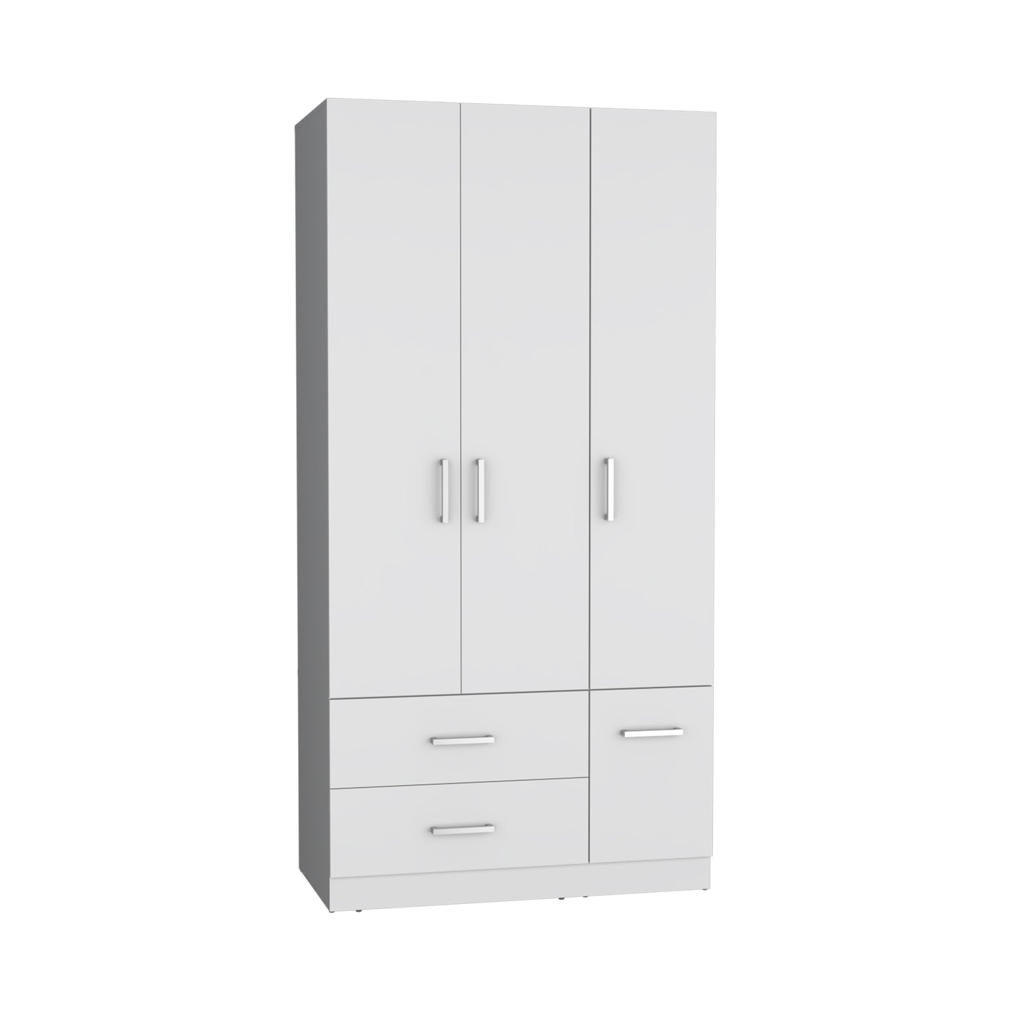 Armoire Wardrove 71", 4 Doors, Hanging Rod, 3 Cabinets, 6 Shelves, White
