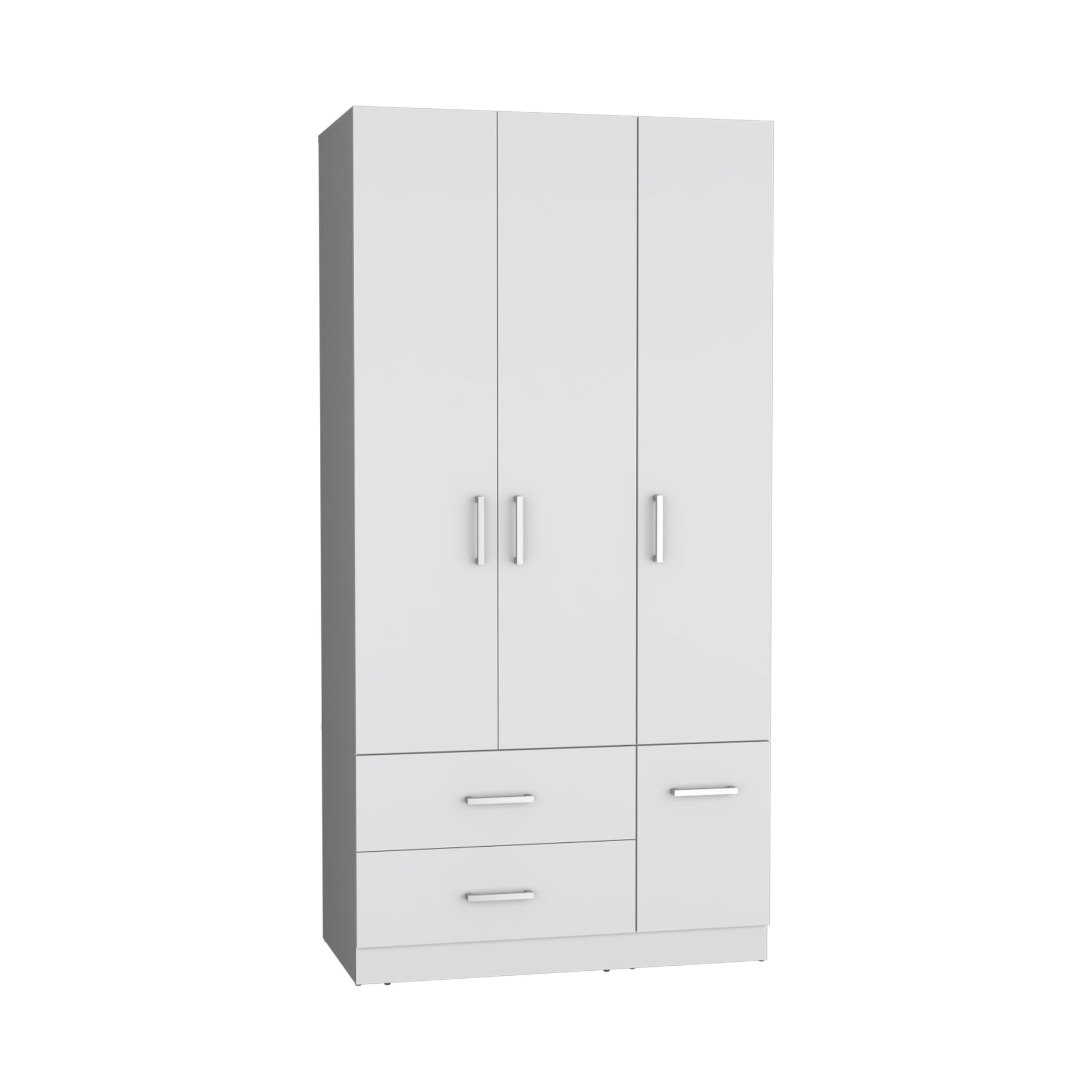 Armoire Wardrove 71", 4 Doors, Hanging Rod, 3 Cabinets, 6 Shelves, White