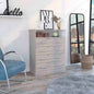 Four Drawer Dresser, Superior Top, One Open Shelf, Light Gray / White