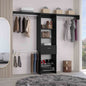 Closet System, One Drawer, Three Metal Rods, Five Open Shelves, Black