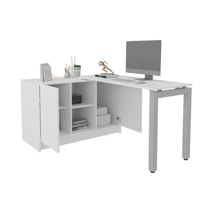 Rotating L-Shaped Office Desk - White, 42.9" x 59.4" for Home Office