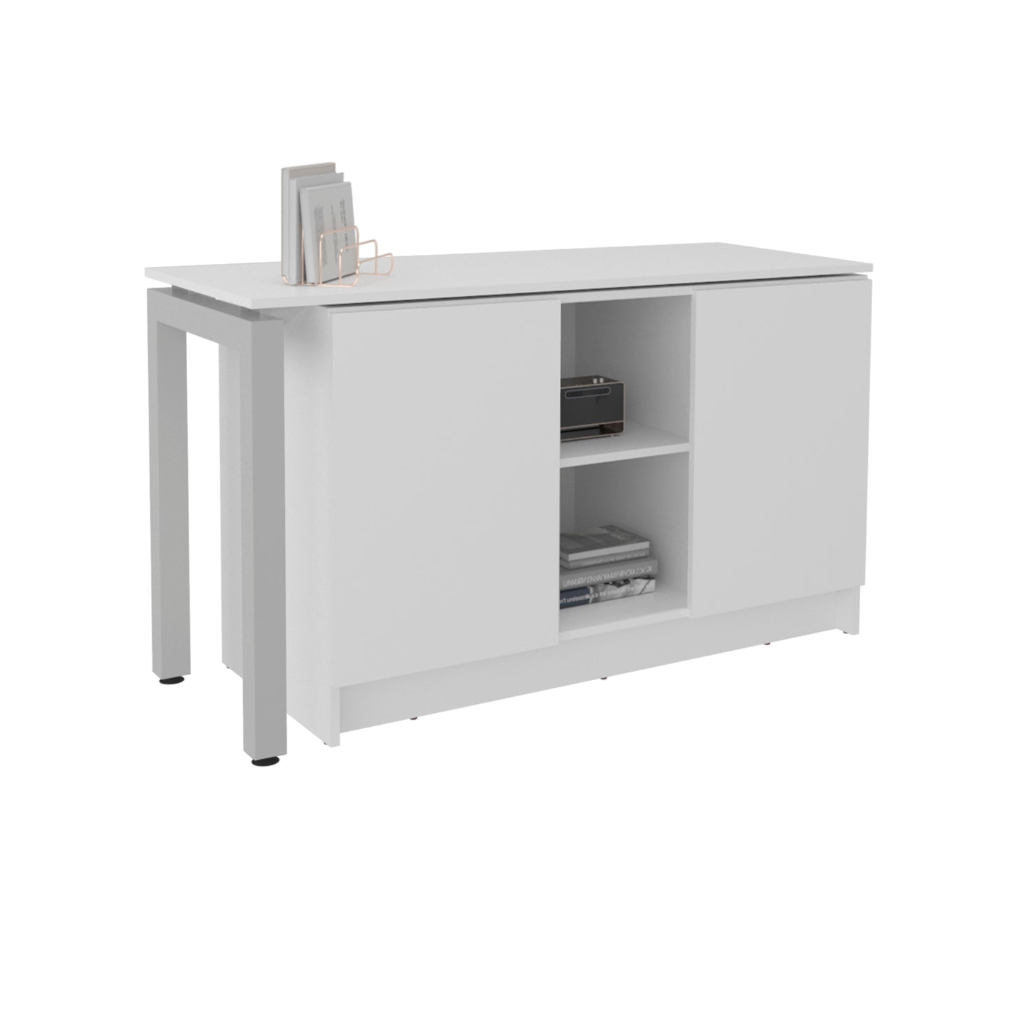 Rotating L-Shaped Office Desk - White, 42.9" x 59.4" for Home Office
