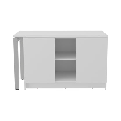 Rotating L-Shaped Office Desk - White, 42.9" x 59.4" for Home Office