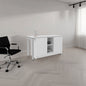 Desk 28.5" H, 2 Doors, 5 Shelves, 2 Legs, White - Home Office