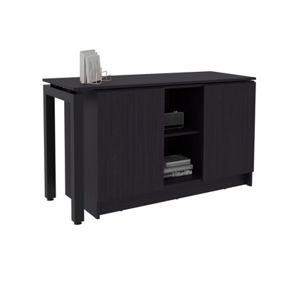 Black L-Shaped Desk with Storage - 42" W x 59.4" D for Home Office
