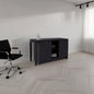 Desk 28.5" H, 2 Doors, 5 Shelves, 2 Legs, Black Wengue - Home Office