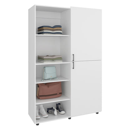 White 72" Wardrobe with 5 Shelves & Hanging Rod - Bedroom Storage