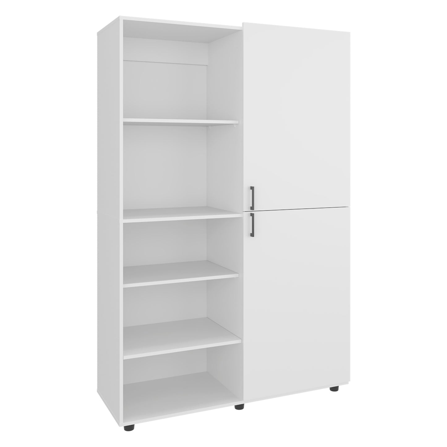 White 72" Wardrobe with 5 Shelves & Hanging Rod - Bedroom Storage