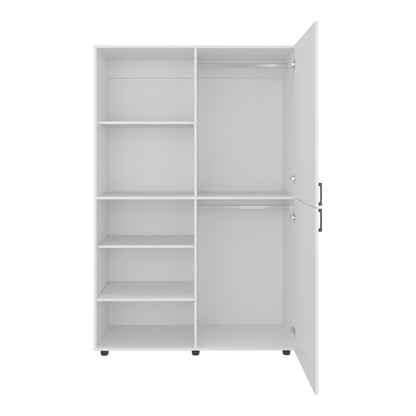 White 72" Wardrobe with 5 Shelves & Hanging Rod - Bedroom Storage