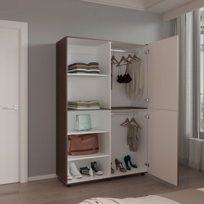 Gray Wardrobe with 5 Shelves - 72" Tall Storage Dresser