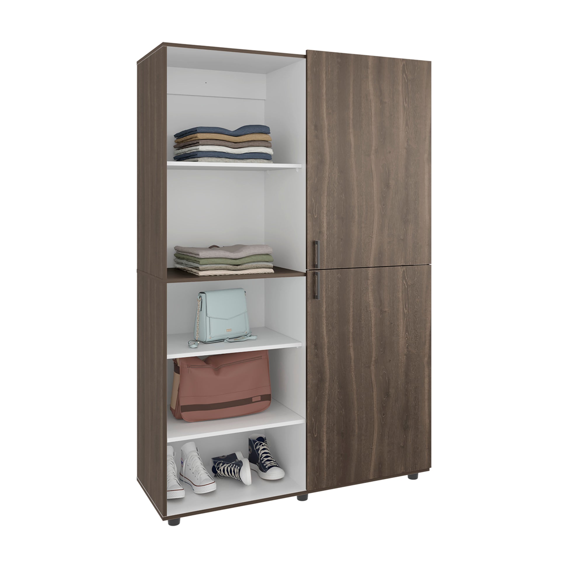 Gray Wardrobe with 5 Shelves - 72" Tall Storage Dresser