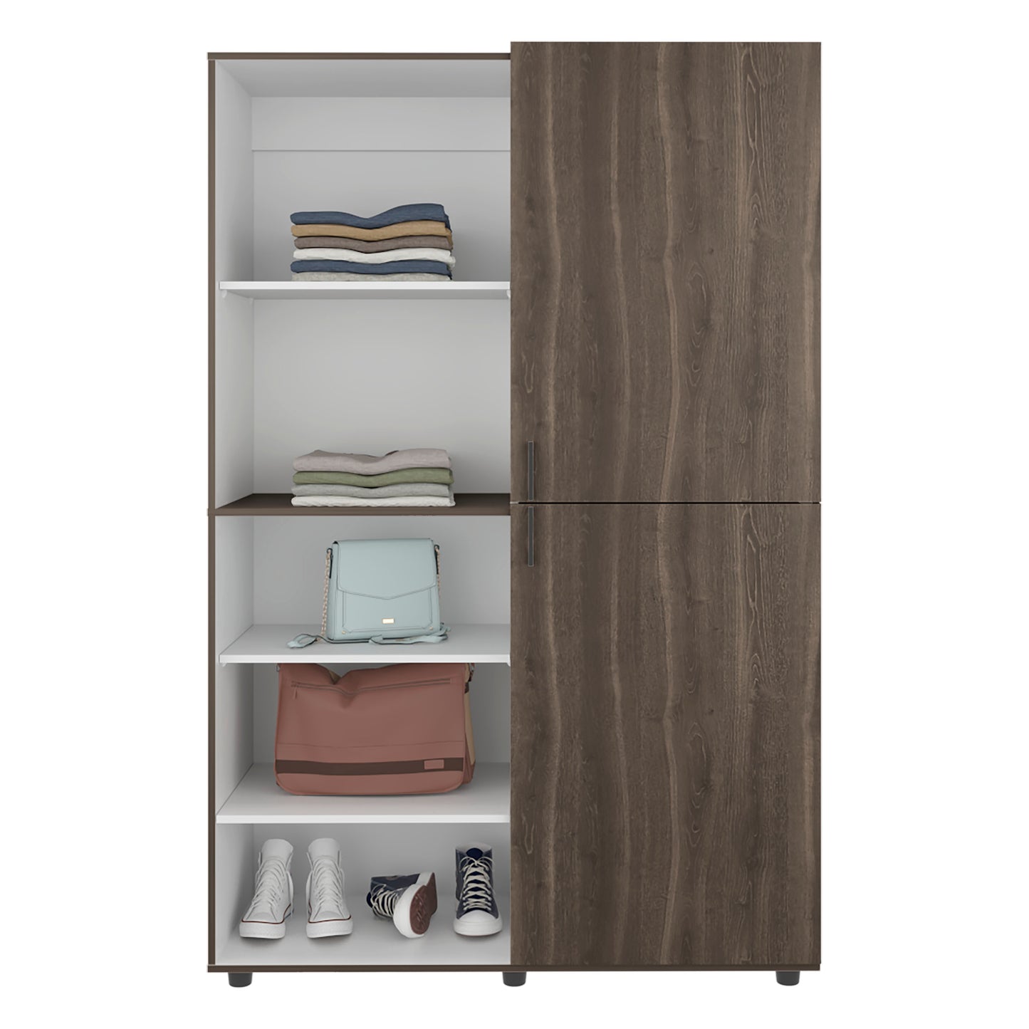 Gray Wardrobe with 5 Shelves - 72" Tall Storage Dresser