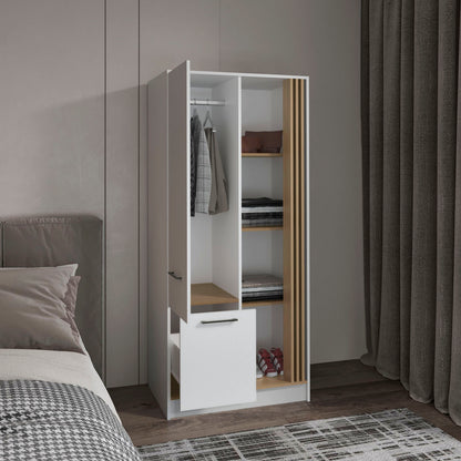 White Dresser with 4 Shelves & Drawer - 20.5" W x 31.5" D x 70.8" H