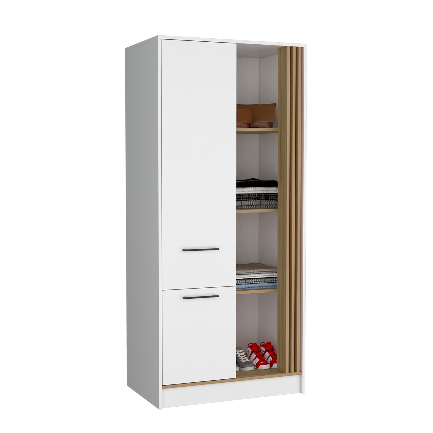 White Dresser with 4 Shelves & Drawer - 20.5" W x 31.5" D x 70.8" H