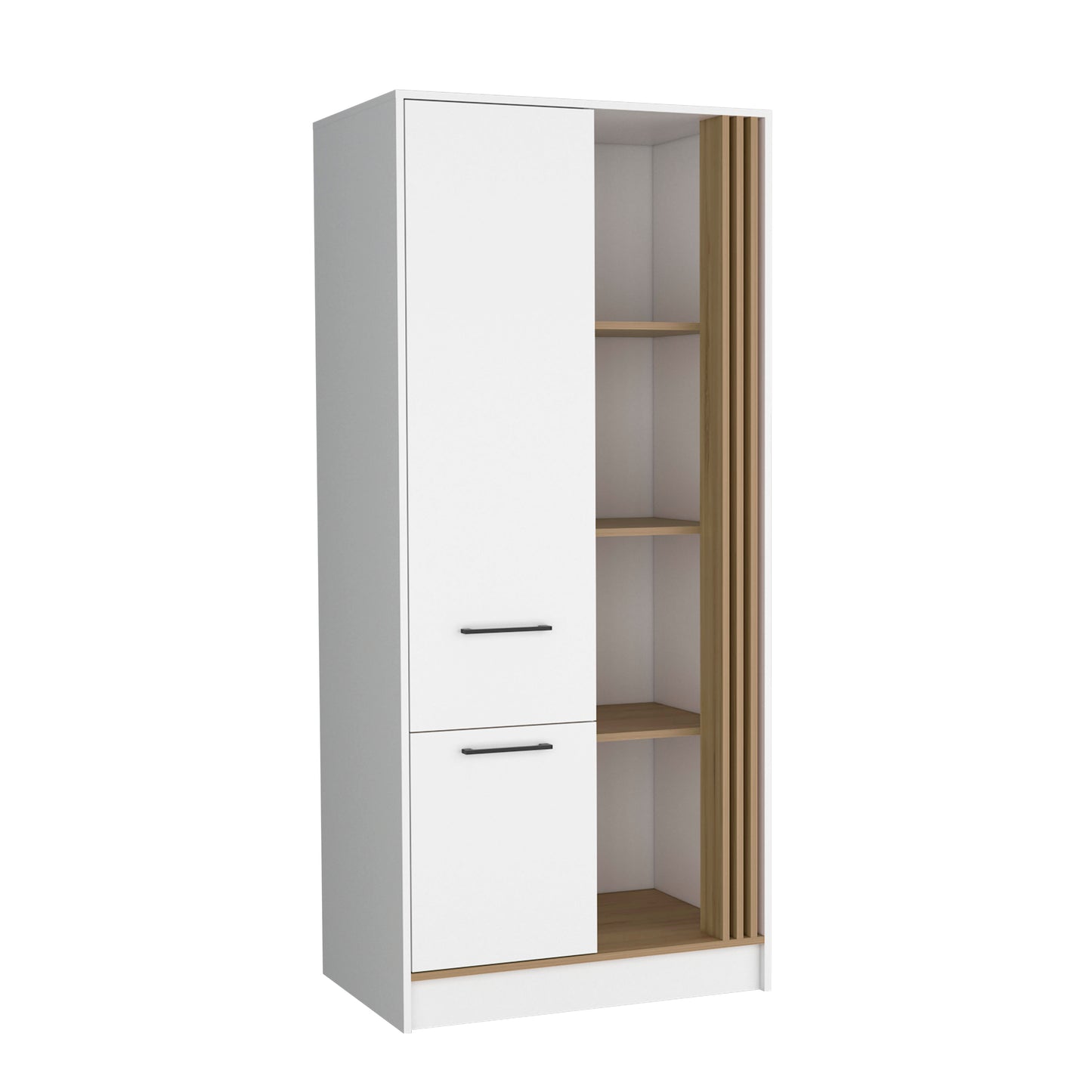 White Dresser with 4 Shelves & Drawer - 20.5" W x 31.5" D x 70.8" H