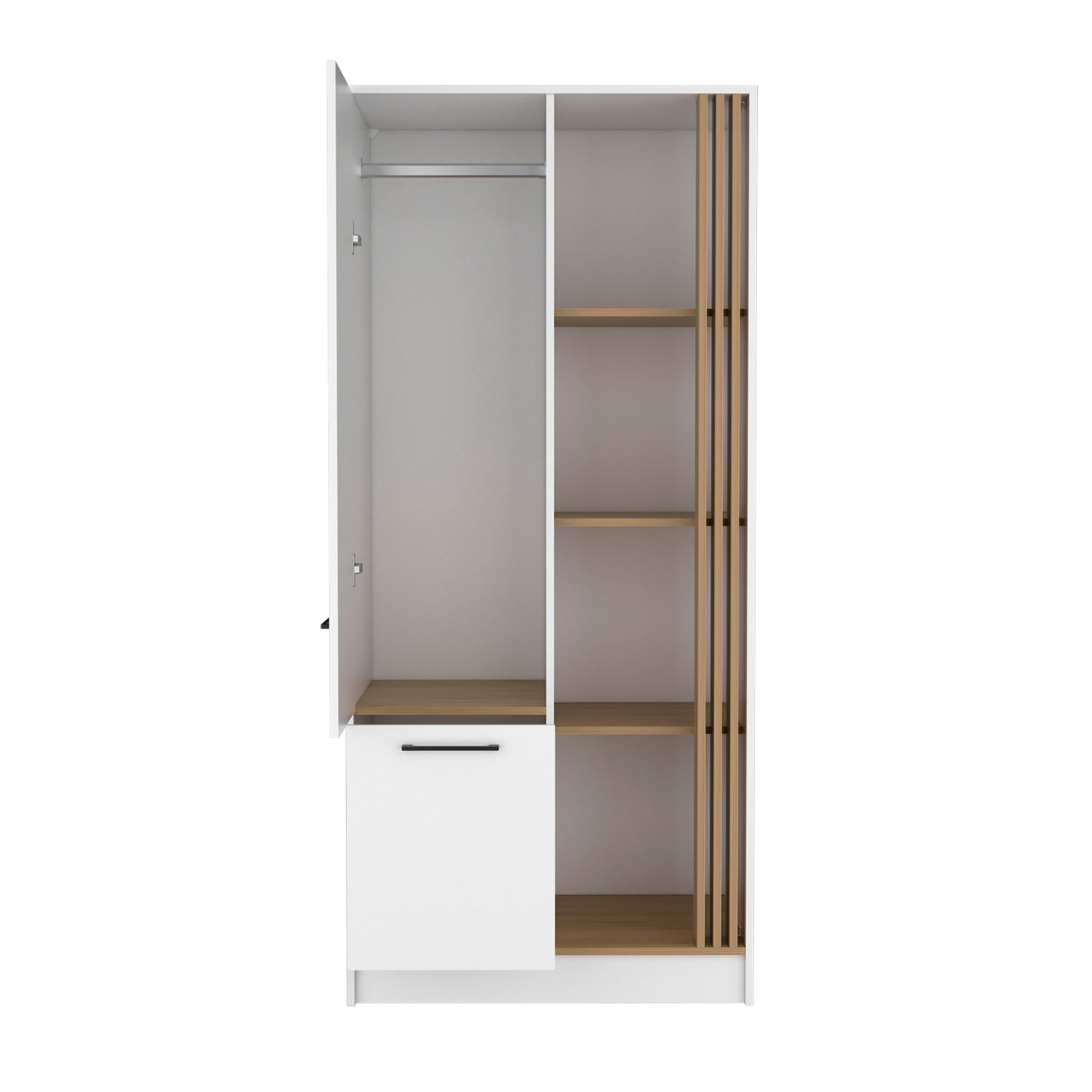 White Dresser with 4 Shelves & Drawer - 20.5" W x 31.5" D x 70.8" H