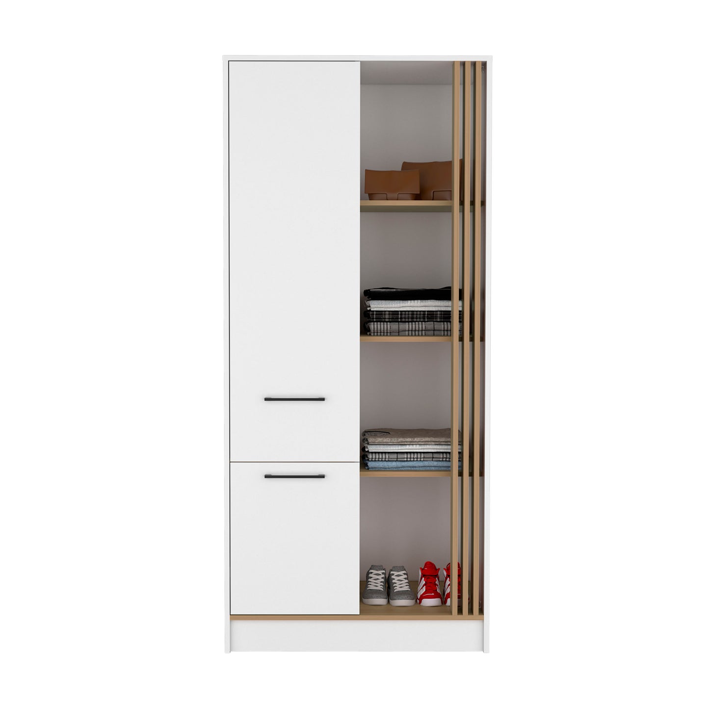 White Dresser with 4 Shelves & Drawer - 20.5" W x 31.5" D x 70.8" H