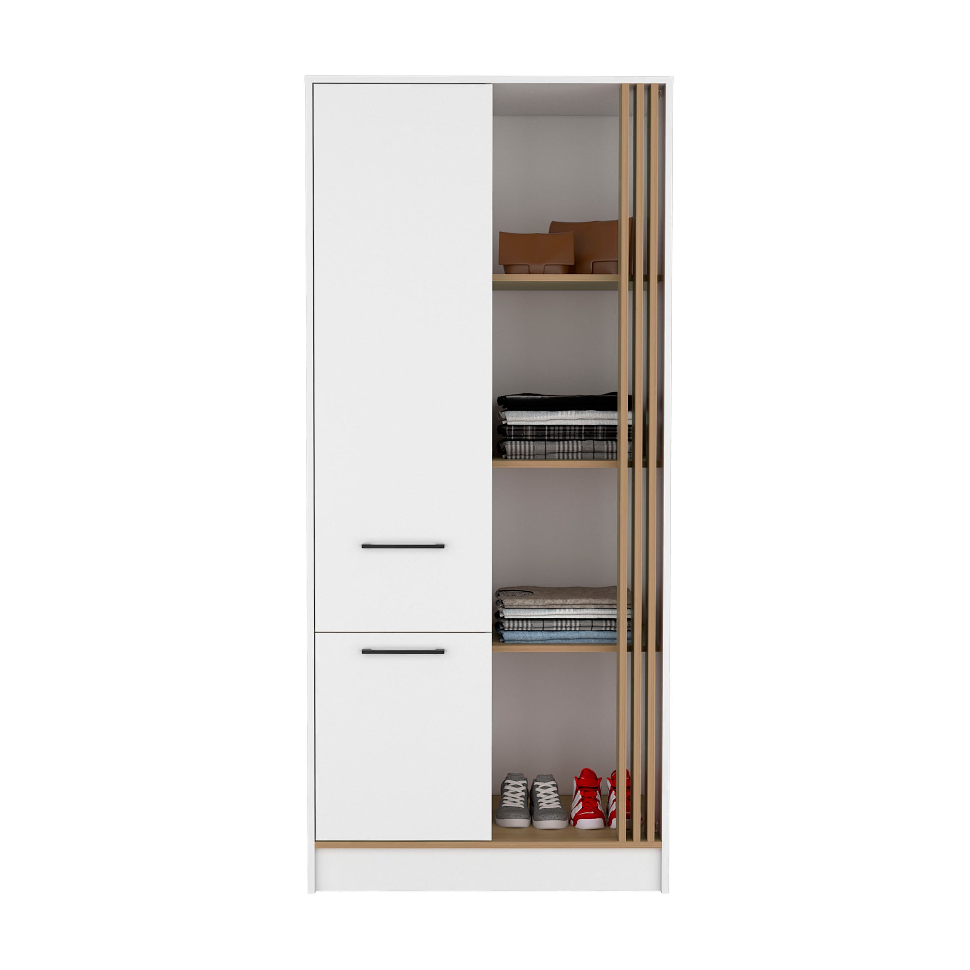 White Dresser with 4 Shelves & Drawer - 20.5" W x 31.5" D x 70.8" H