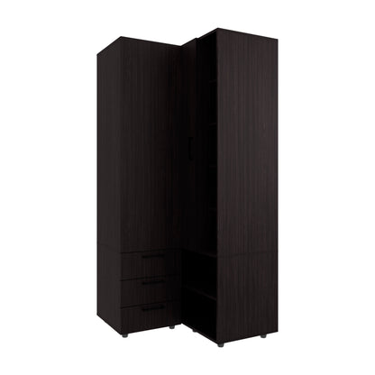Black 3-Drawer Dresser with 7 Shelves - 70.9" Wide