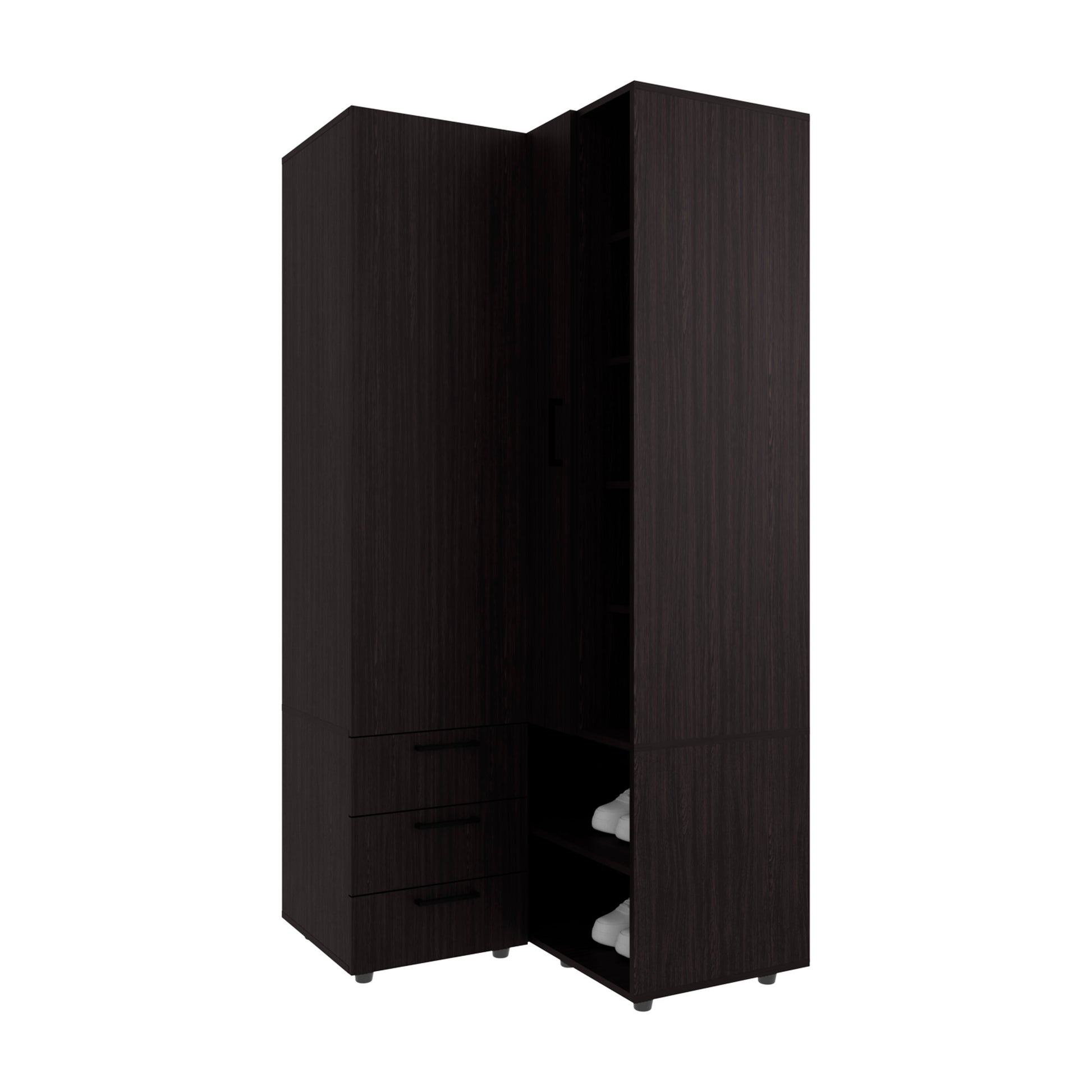 Black 3-Drawer Dresser with 7 Shelves - 70.9" Wide