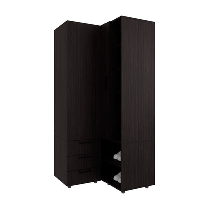 Black 3-Drawer Dresser with 7 Shelves - 70.9" Wide