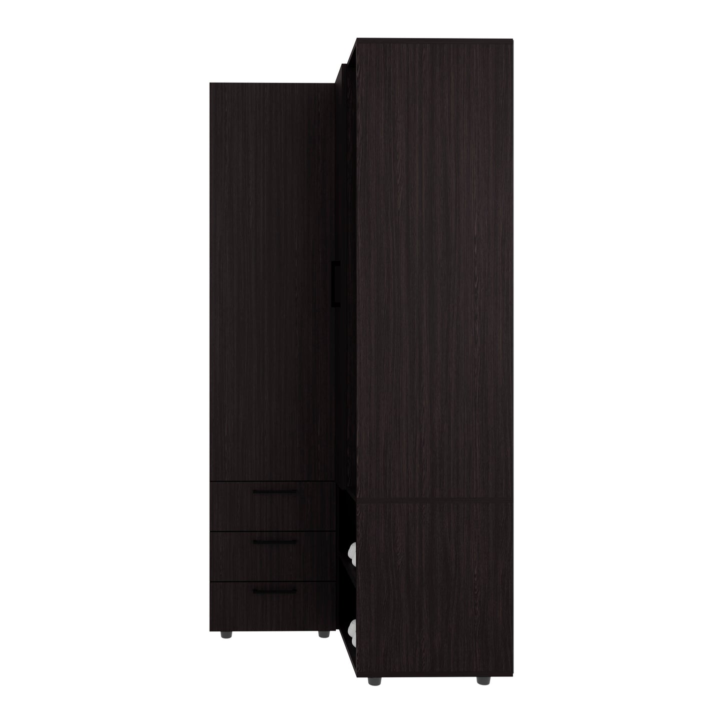Black 3-Drawer Dresser with 7 Shelves - 70.9" Wide