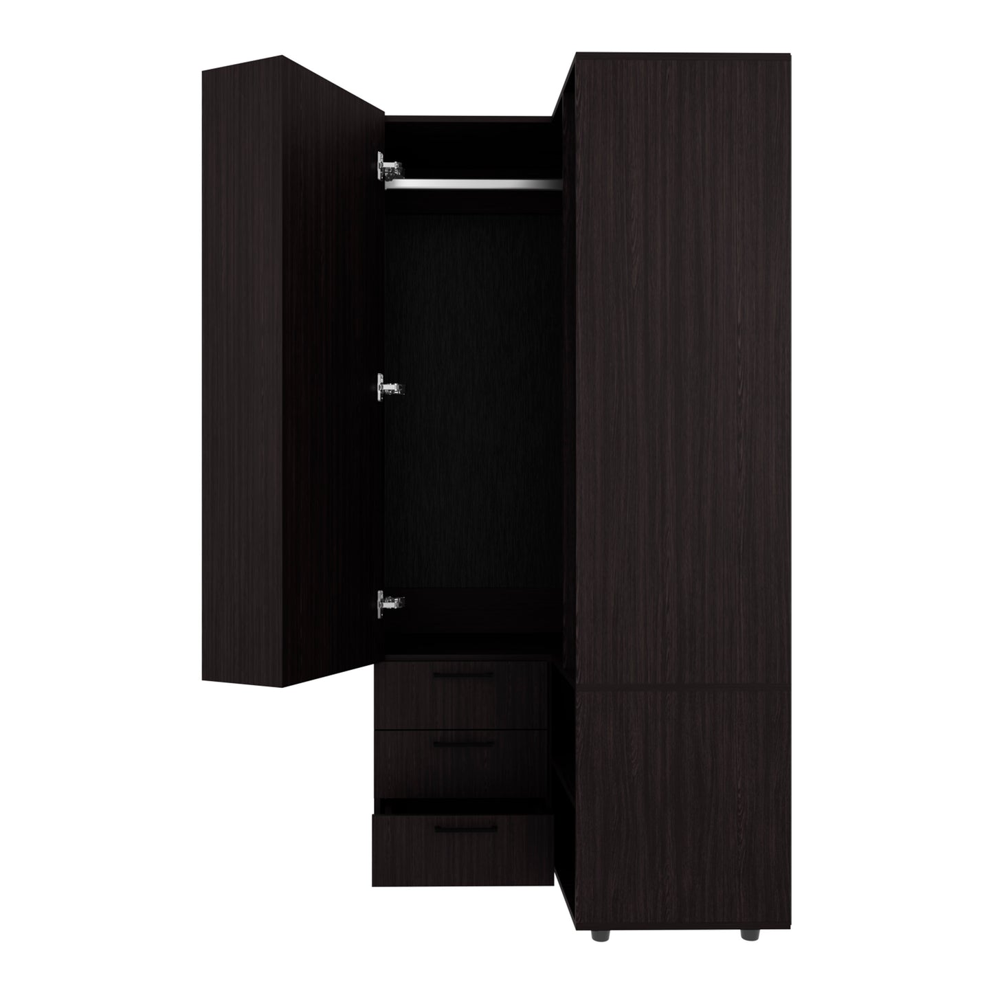 Black 3-Drawer Dresser with 7 Shelves - 70.9" Wide
