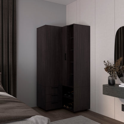 Armoire 70.9" H, 1 Door, 3 Drawers, 7 Shelves, 10 Legs, Black Wengue - Bedroom