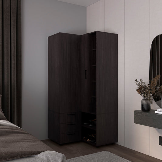 Armoire 70.9" H, 1 Door, 3 Drawers, 7 Shelves, 10 Legs, Black Wengue - Bedroom