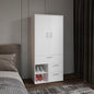 Armoire 70.90" H, 2 Doors, 3 Drawers, 2 Shelves, 6 Legs, White - Bedroom