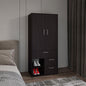 Armoire 70.90" H, 2 Doors, 3 Drawers, 2 Shelves, 6 Legs, Black Wengue - Bedroom