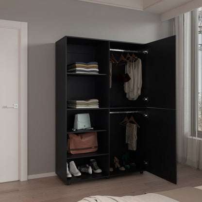 Black Engineered Wood Dresser - 72" Wide Storage
