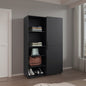 Wardrobe 72.4" H, 2 Doors, 6 Legs, 5 Shelves, Black Wengue - Wardrobe