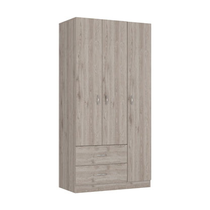 Light Gray 70.8" Bedroom Dresser with 5 Shelves & Hanging Rod