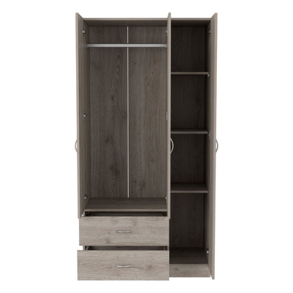 Light Gray 70.8" Bedroom Dresser with 5 Shelves & Hanging Rod