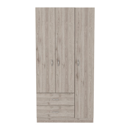 Light Gray 70.8" Bedroom Dresser with 5 Shelves & Hanging Rod