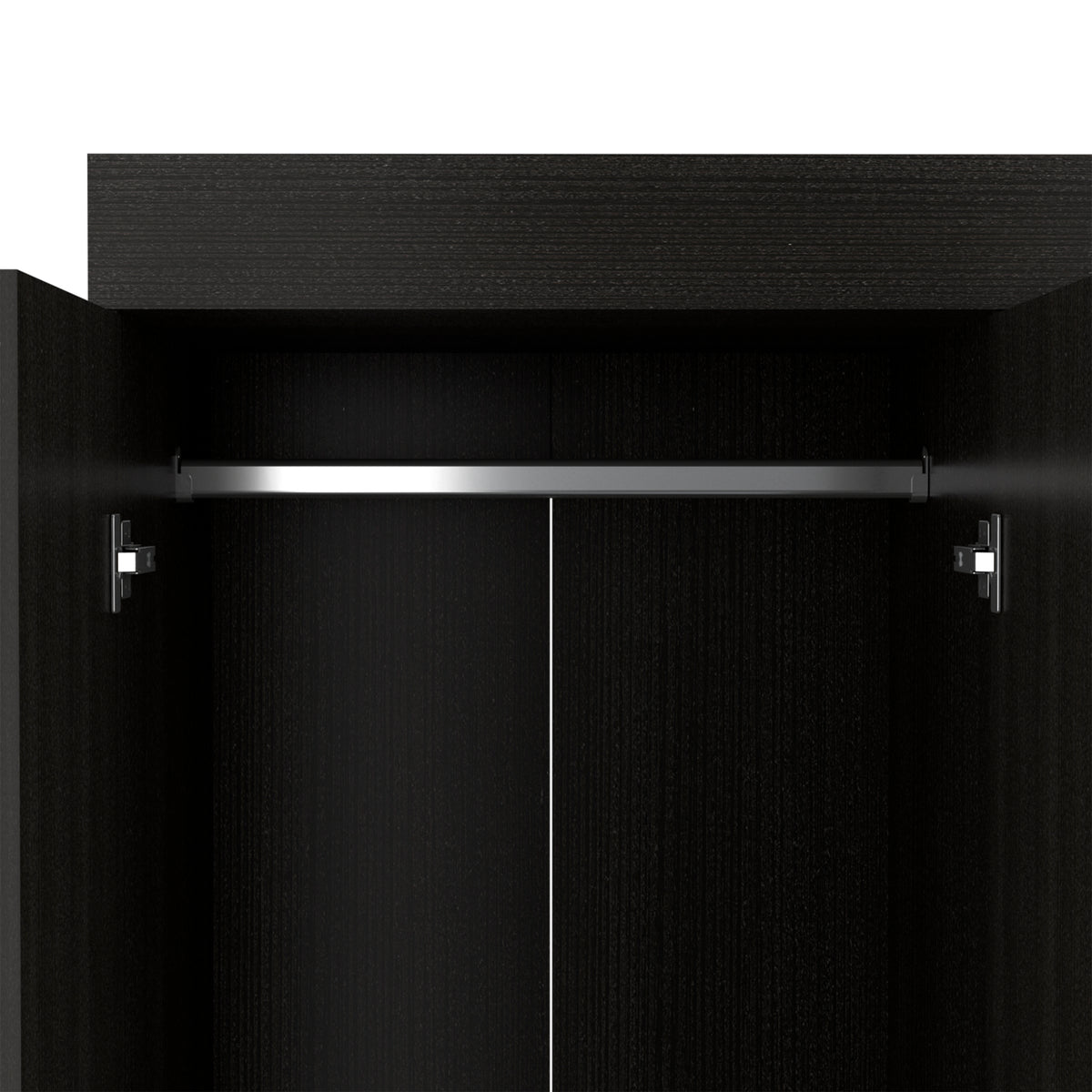 Black 4-Door Wardrobe with Drawers & Rods - Bedroom Storage