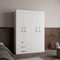 Hamilton Mobile Armoire, 4-Doors Cabinet, Three Drawers, Rods, Four Shelves, White  - Bedroom