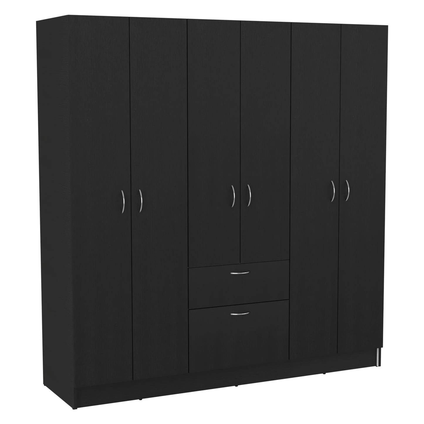 Black White 6-Door Wardrobe Large Storage Armoire
