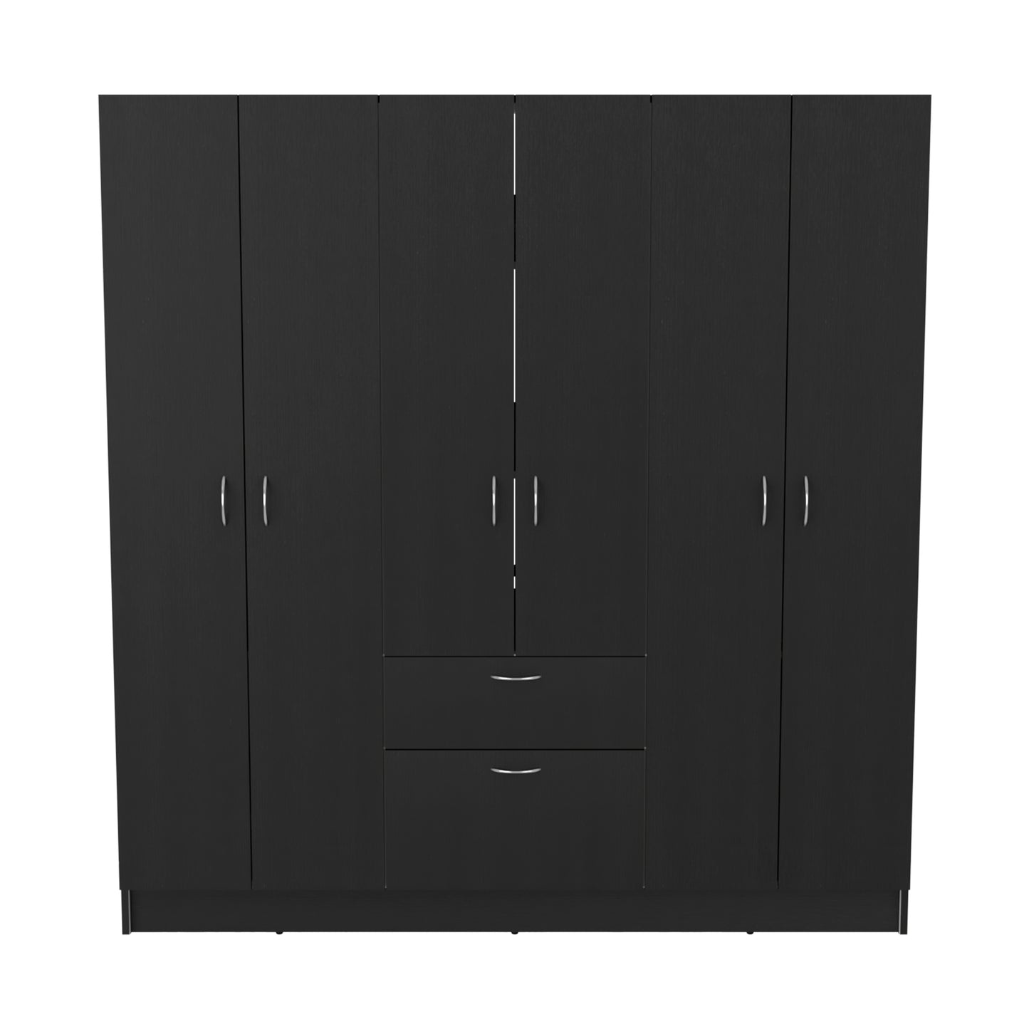 Black White 6-Door Wardrobe Large Storage Armoire
