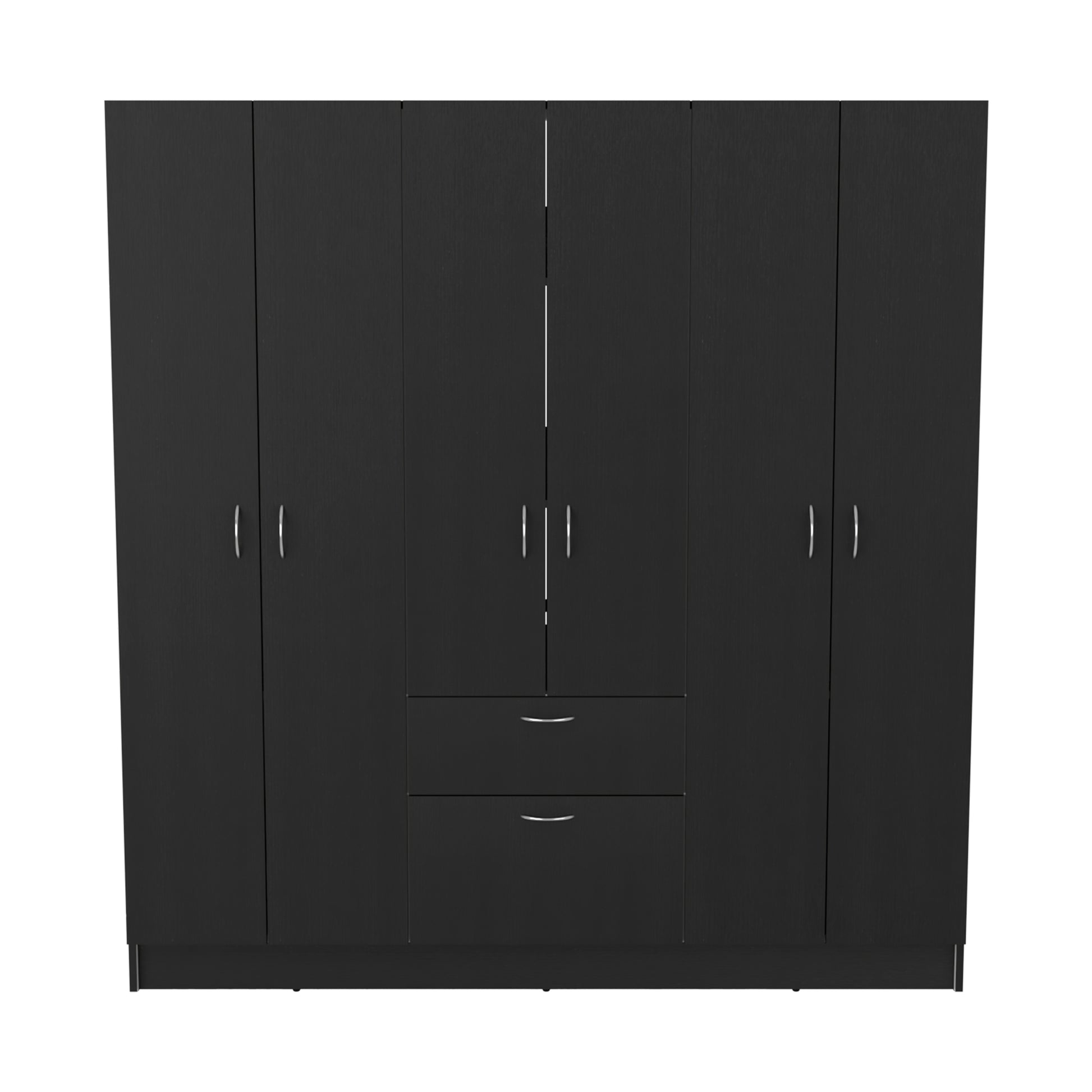 Black White 6-Door Wardrobe Large Storage Armoire