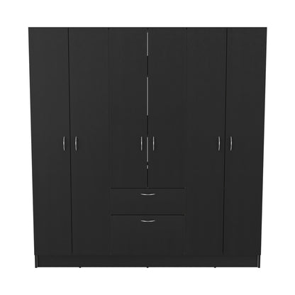 Black White 6-Door Wardrobe Large Storage Armoire