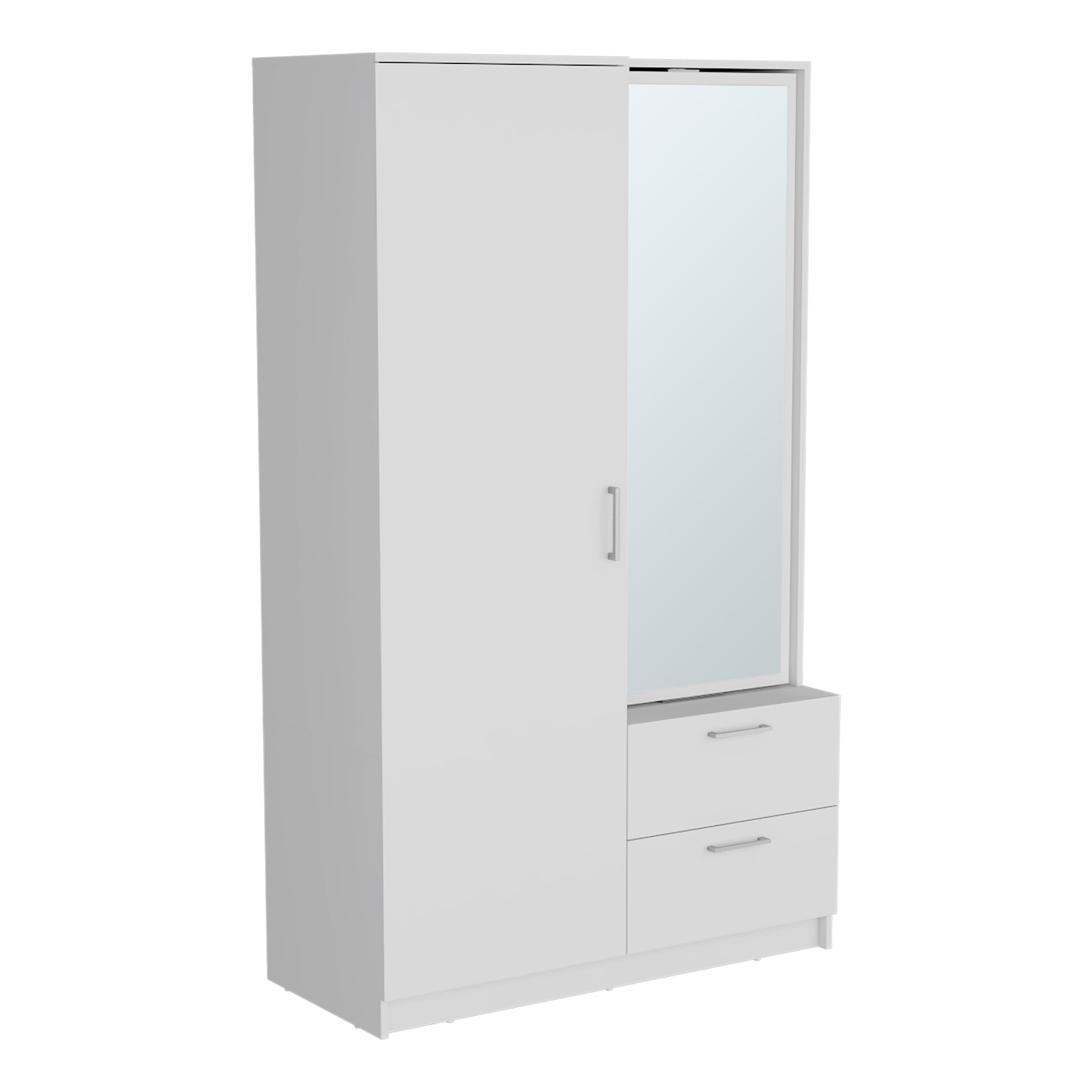 White Bedroom Dresser with Mirror - 18.3" W x 41.9" D x 70.9" H