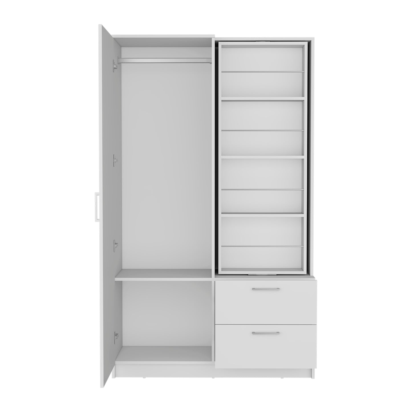 White Bedroom Dresser with Mirror - 18.3" W x 41.9" D x 70.9" H