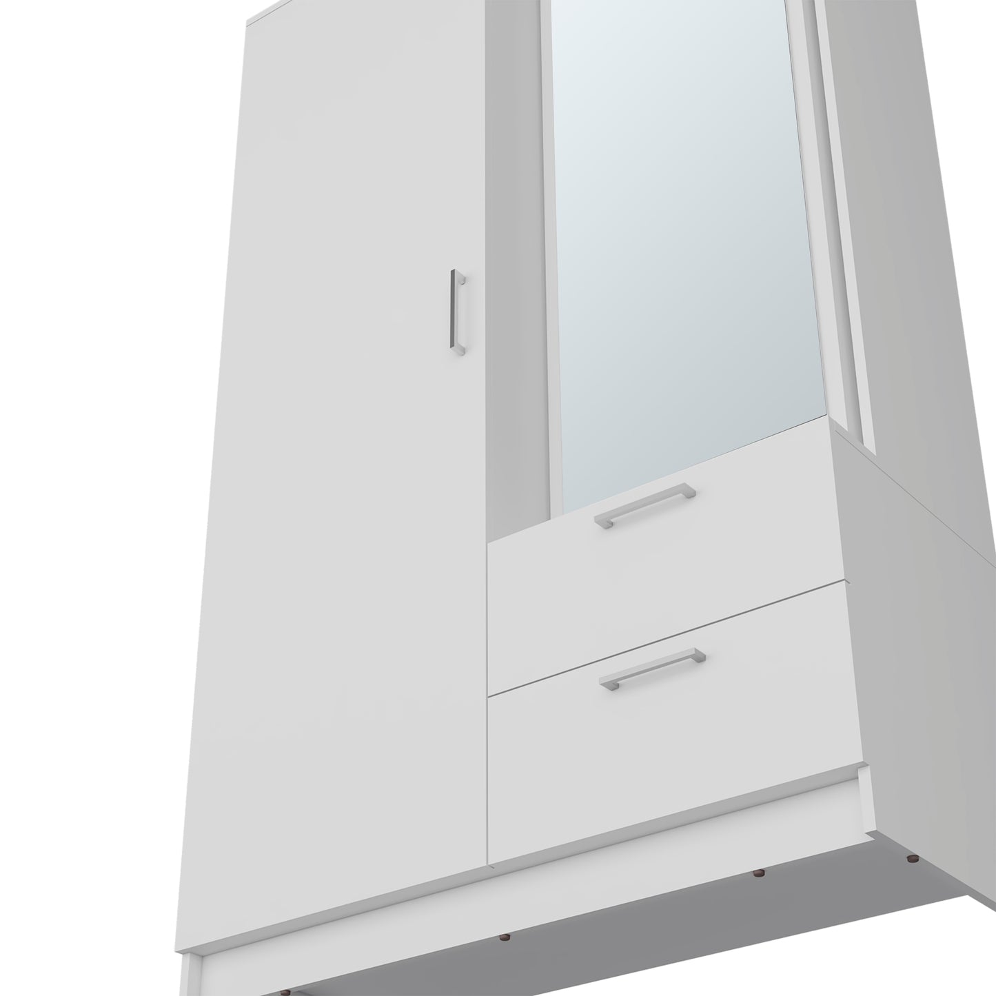 White Bedroom Dresser with Mirror - 18.3" W x 41.9" D x 70.9" H