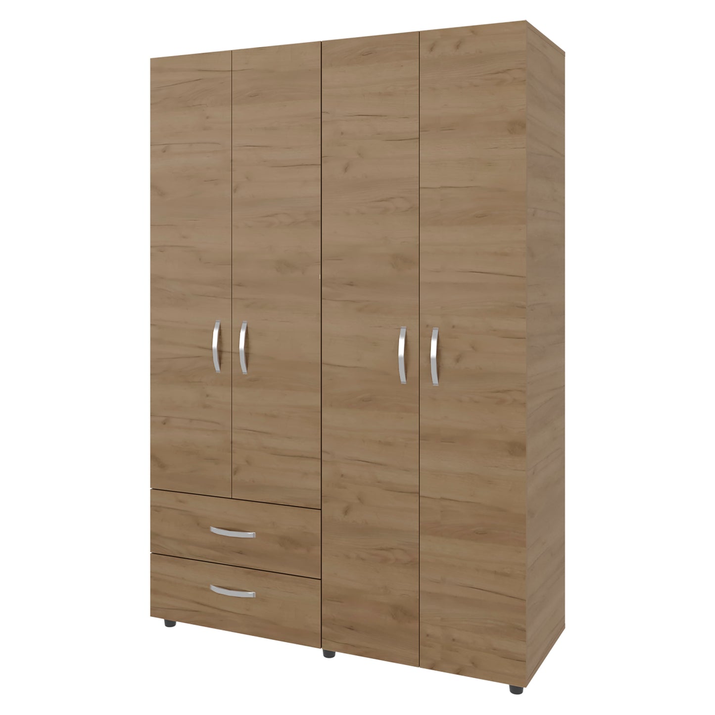 70.9" Natural Wood Armoire with 2 Drawers & Hanging Rods for Bedroom