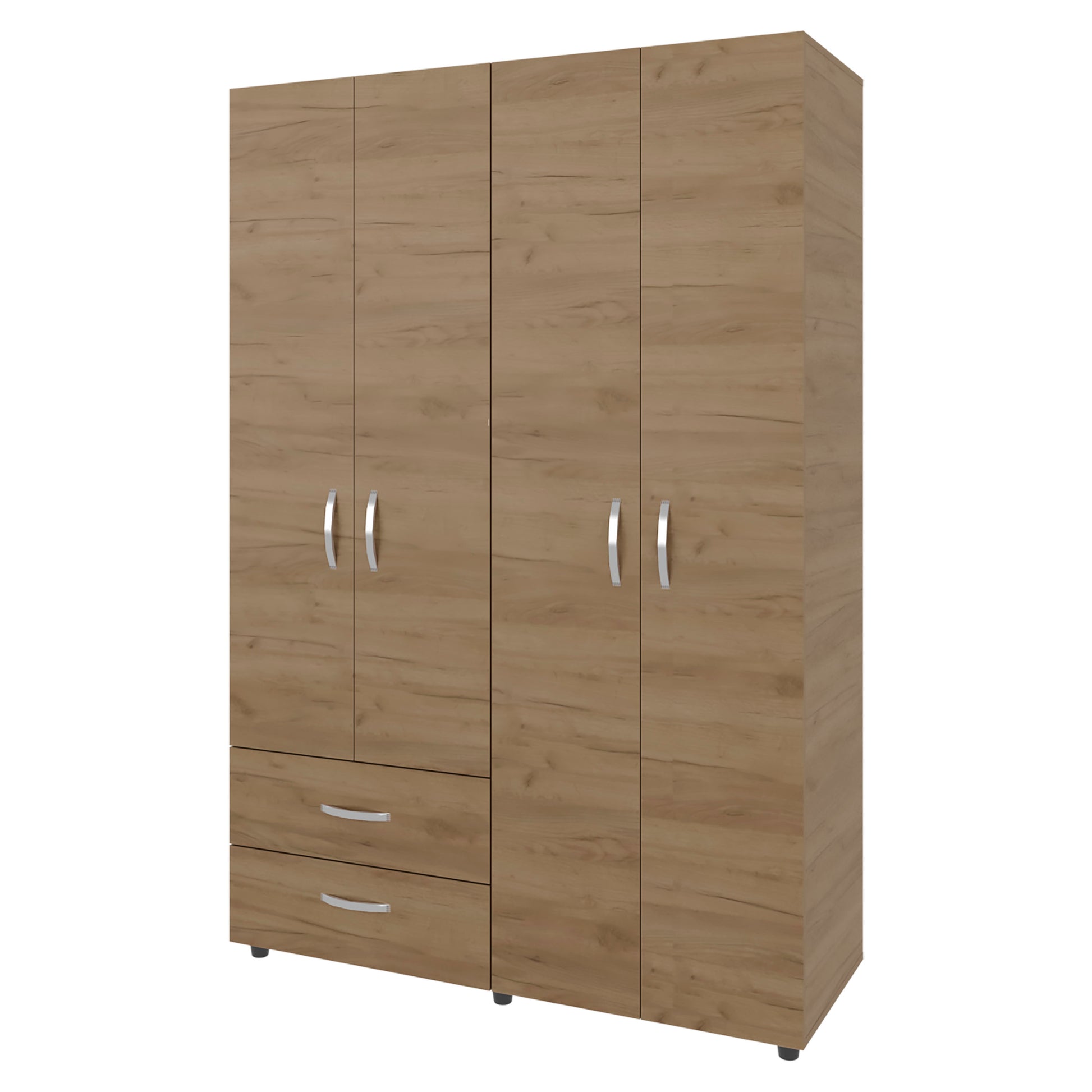 70.9" Natural Wood Armoire with 2 Drawers & Hanging Rods for Bedroom