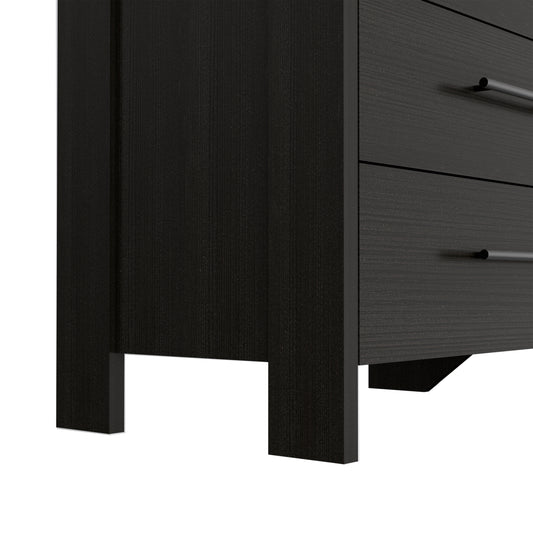 Black 6 Drawer Dresser - Engineered Wood Storage for Bedroom